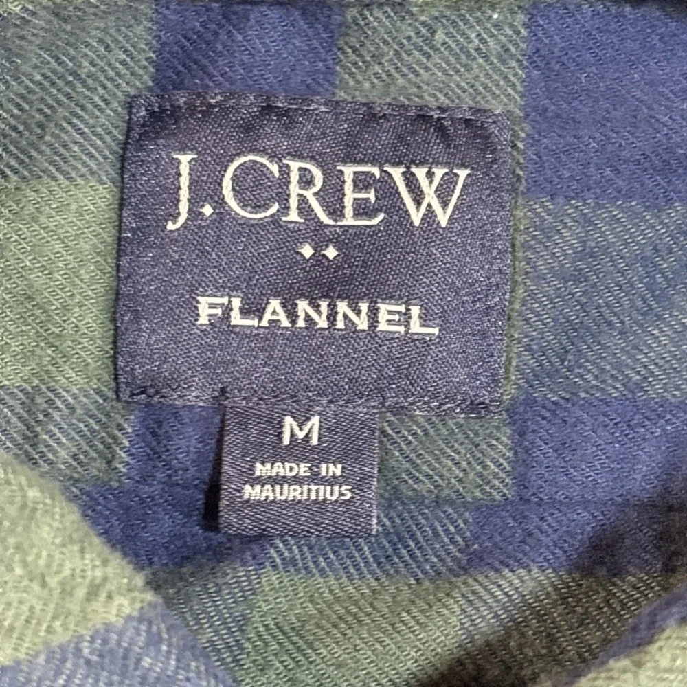 Mens J Crew Flannel‎ Long Sleeve Shirt Medium Green/blue
